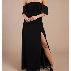 INTO YOU BLACK RUFFLE TOP MAXI DRESS